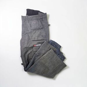 SIMS Snowboarding Cargo Pants Gray Tweed Adjustable Waist Lined Men's Size L Y2K